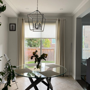 Roller Blinds Combined with Drapery Oakville