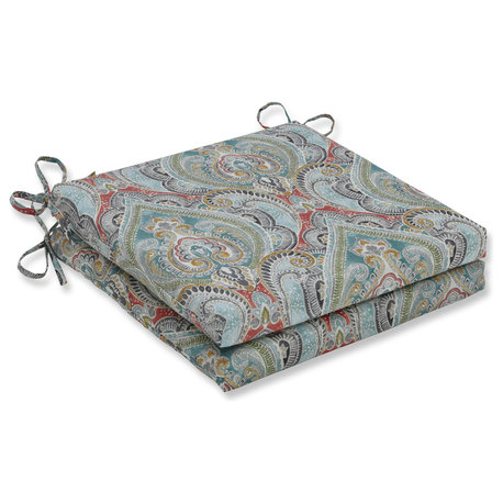 Pretty Witty Reef Squared Corners Seat Cushions, Set of 2, 20"x20"x3"