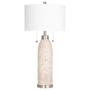 Tristan 34" Twin Pull Chain Table Lamp With Drum Shade, Beige