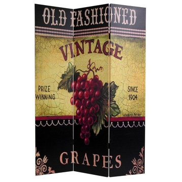6' Tall Double Sided Grapes and Cherries Canvas Room Divider