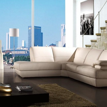White Sectional Sofa in High Italian Leather