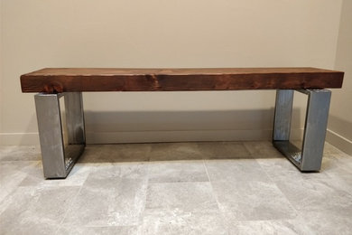Reclaimed wood and steel bench