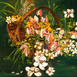 Fleurs de Printemps au Fond Vert - Artwork