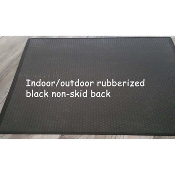 Blue Crab coastal door floor mat for indoor outdoor, 24"x36"