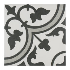SomerTile Arte Encaustic 9.75"x9.75" Porcelain Floor and Wall Tile, Grey