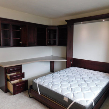 Traditional Murphy Wall Bed with Hidden Leg, Side Nightstand Bookcase