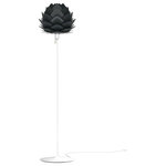 UMAGE - Aluvia Floor Lamp, Anthracite/White - Modern. Elegant. Striking. The VITA Aluvia is an artistic assemblage of 60 precision-cut aluminum leaves, overlapping each other on a durable polycarbonate frame. These metal leaves surround the light source, emitting glare-free, ambient light.  The underside of each leaf is painted white for increased light reflection, and the exterior is finished in one of two different colors: subtle Pearl or dramatic Anthracite. Available in two sizes, the Medium (18.9"H x 23.3"W) can be used as a pendant or hanging wall lamp, while the Mini (11.8"H x 15.7"W) is available as a pendant, table lamp, floor lamp or hanging wall lamp. Hang it over the dining table, position it in a corner, or use as a statement piece anywhere; the Aluvia makes an artistic impact in any room.