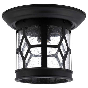 Canarm IOL207 Atlanta 1 Light 10"W Outdoor Flush Mount Lantern - Black