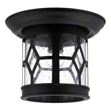 Canarm IOL207 Atlanta 1 Light 10"W Outdoor Flush Mount Lantern - Black