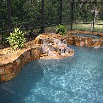 386 - Pool with Rock Work, Spa and Water features