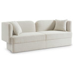 Meridian Furniture - Marcel Boucle Fabric Upholstered Sofa, Cream - Bring artsy fun to your room with this Marcel cream boucle fabric sofa. This eye-grabbing sofa is part art, part functional seating item for your living room, bedroom, and beyond. The rich cream boucle fabric is soft and yielding against the skin, keeping you comfortable while you unwind and relax. The contemporary inspired design is bound to garner attention no matter where you choose to use it.