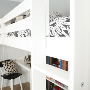 Twin L shape High Loft Bed with Ladder and Study