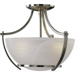 Volume Lighting - Durango 3-Light Brushed Nickel Interior Pendant - This Durango 3-Light Brushed Nickel Interior Pendant is UL listed, Dry location rated, and hardwired. This fixture features a(n) A19 base with a 100 watt max.
