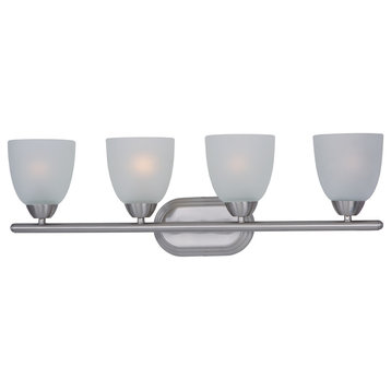 Axis 4-Light Bath Vanity, Satin Nickel With Frosted Glass/Shade