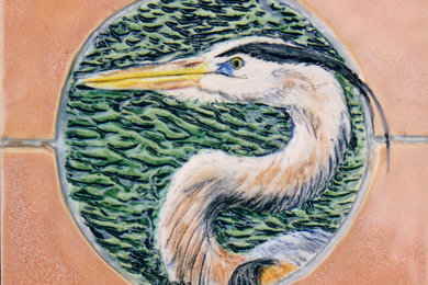 Blue Heron in Relief Tile