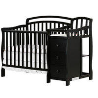 Dream On Me Casco 4-in-1 Mini Crib and Changing Table, Black