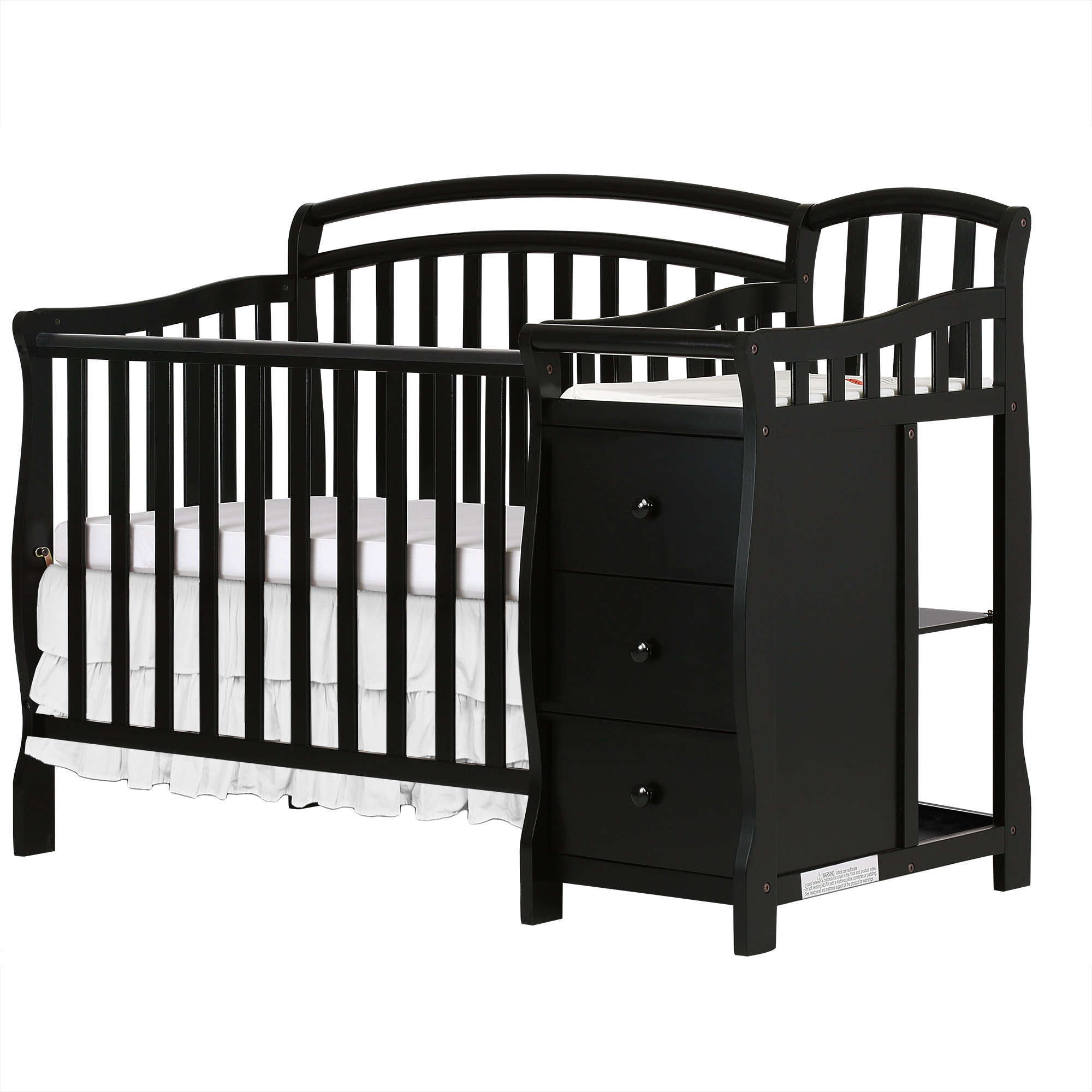 Dream On Me Casco 4-in-1 Mini Crib and Changing Table, Black