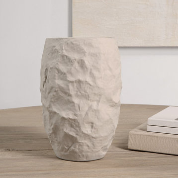 Zyan Ceramic Vase, Matte Sandshell