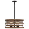 Blaine 5-Light Natural Walnut With Black Accents Pendant