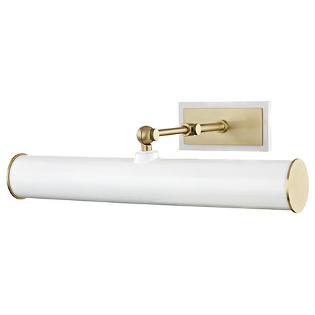 Hudson Valley Holly 2-Light Picture Light, Aged Brass/White