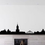 Warsaw Skyline Vinyl Wall Decal SS028EY, 120" - THE DEFAULT COLOR OF THE DECAL IS BLACK.
