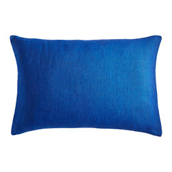 EUROPEAN FLAX LINEN PILLOW COVER &ndash; COBALT RECTANGLE - Products