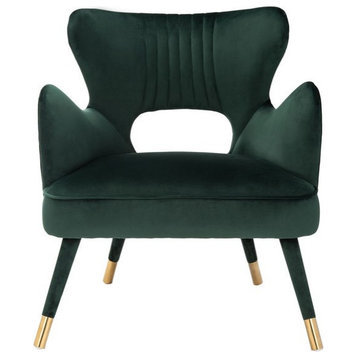 Thelma Wingback Arm Chair, Forest Green/Gold