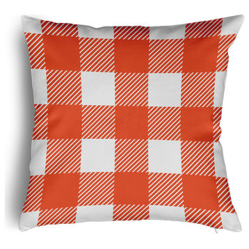 Buffalo Plaid Accent Pillow With Removable Insert, Harvest Orange, 20"x20"