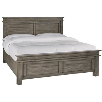 A-America Glacier Point Transitional Solid Wood King Panel Bed in Gray Stone