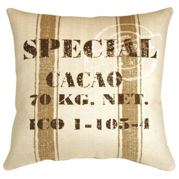 Pillow Decor - Cacao Bean Brown Print Throw Pillow