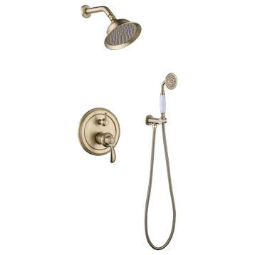 Wall Mounted Pressure Balance Shower System-Includes Rough-in Valve, Brushed Gold