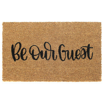 Black Machine Tufted Be Our Guest Doormat, 18" x 30"