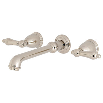 Kingston Brass Two-Handle Wall Mount Tub Faucet, Polished Nickel