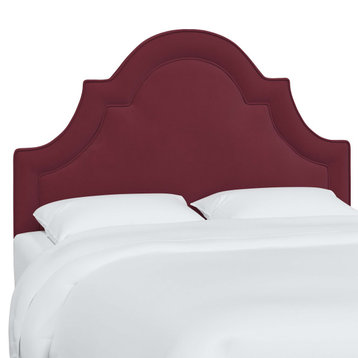 High Arched Headboard With Border, Velvet Berry, Queen
