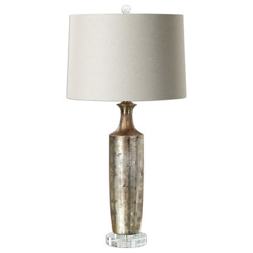 Textured Slim Metallic Silver Bronze Table Lamp