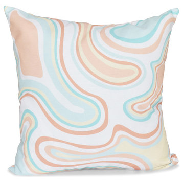 Agate, Geometric Print Outdoor Pillow, Peach, 20"x20"