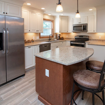 Transitional Crema & Sumatra Kitchen Remodel w/ Anatolia vintage wood floor