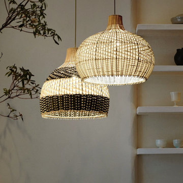 Bamboo Lampshade, Bamboo Pendant Light Rattan Light For Kithchen Living Room