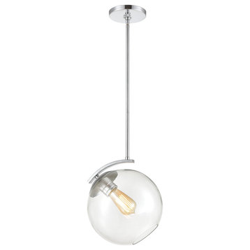 Collective 1-Light Mini Pendant, Polished Chrome With Clear Glass