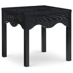 Meridian Furniture - Fiora Veneer End Table - Revisit a timeless design that's been given a sleek modern update when you bring home this Fiora black oak end table. Reminiscent of a traditional end table from days gone by, this handsome piece features an interestingly scalloped apron around its perimeter for a look that screams contemporary refinement. The rich black finish on this table adds to its chic appeal when positioned beside a sectional, sofa, or couch.