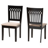 Genesis Beige Fabric and Dark Brown Finished Wood 2-Piece Dining Chair Set