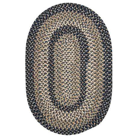 Colonial Mills Braxton Indoor Outdoor Braided Rug, Navy, 2x3