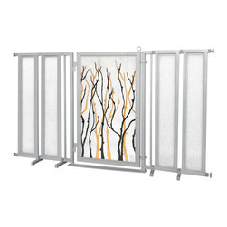 Fusion Gates - Fusion Gate with Willow Branch Design, Satin Nickel, 71.5"-74" - Dog Gates
