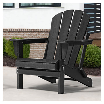 WestinTrends Outdoor Patio Folding Poly HDPE Adirondack Chair Seat, Black