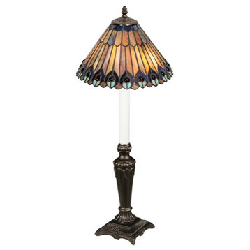 23H Tiffany Jeweled Peacock Buffet Lamp