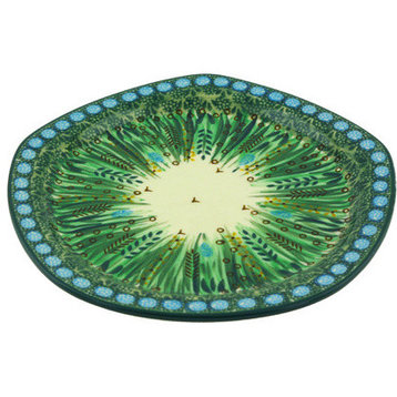 Polish Pottery 8" Stoneware Platter Hand-Decorated Design
