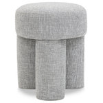 Meridian Furniture - Larson Polyester Upholstered Ottoman/Stool, Grey - Transform your space with the Larson ottoman/stool. Immerse yourself in the rich two-tone polyester fabric, predominantly light grey with a white weave, embodying contemporary elegance. This versatile piece seamlessly integrates into any room, providing comfort and style. Whether used as a footrest or an extra seat, the Larson ottoman/stool reflects the perfect fusion of functionality and modern design, making it an impeccable choice for your home.