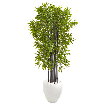5' Bamboo Artificial Tree in White Planter, UV Resistant, Indoor/Outdoor