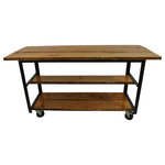 eastmantribe - Kitchen Island Table - Made from reclaimed wood and industrial angle iron, the Kitchen Island Table is as durable as you can get for kitchen, game room, or general purpose use.  Sporting two surface levels for storage below the top surface,  all surfaces are coated with industrial high gloss ureathane for durability.