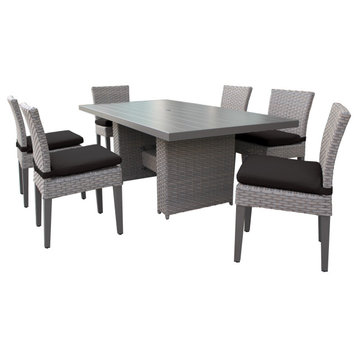 Monterey Rectangular Outdoor Patio Dining Table with 6 Armless Chairs Black